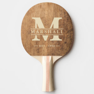 Raquette De Ping Pong Bloc de découpe vintage avec monogramme et nom en 