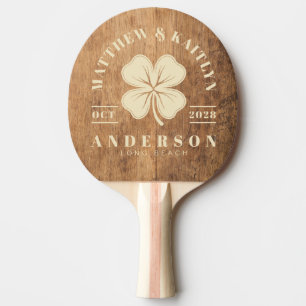 Raquette De Ping Pong Bloc de découpe vintage Blason de mariage Trèfle i