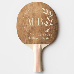 Raquette De Ping Pong Bloc de Découpe Vintage Monogramme de Mariage en F