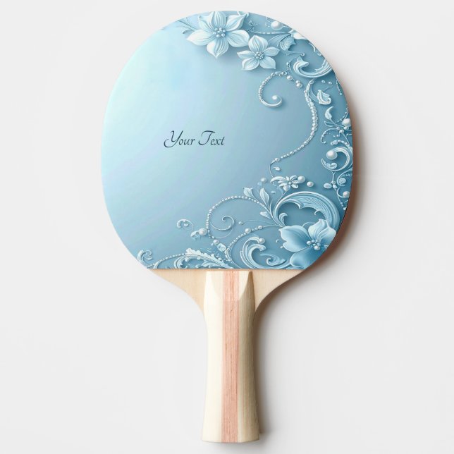 Raquette De Ping Pong Blue Decorative Floral Ping Pong Paddle (Devant)