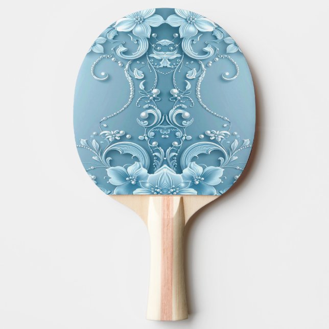 Raquette De Ping Pong Blue Decorative Floral Ping Pong Paddle (Devant)
