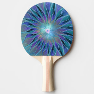 Raquette De Ping Pong Blue Purple Flower Dream Abstrait Fractal Art