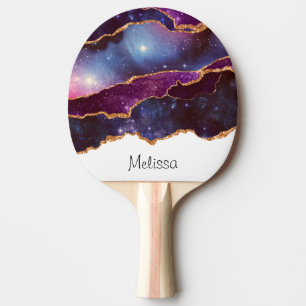 Raquette De Ping Pong Blue & Purple Space & Stars Agate moderne