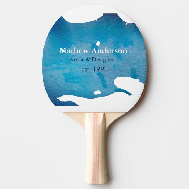 Raquette De Ping Pong Blue rustique aquarelle jeans texture ajouter le n (Devant)