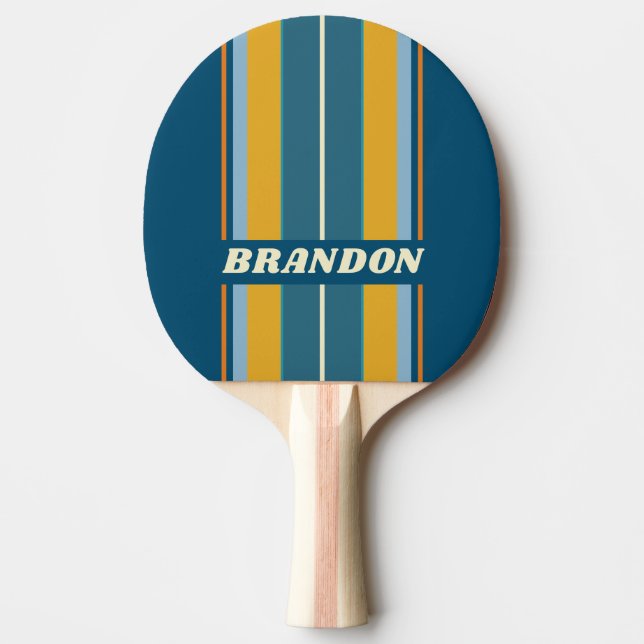 Raquette De Ping Pong Blue Sun Board Stripes with Name (Devant)