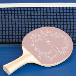 Raquette De Ping Pong Blush Dusty rose moderne Script Girl Monogramme No