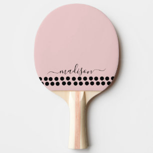 Raquette De Ping Pong Blush Dusty rose moderne Script Monogramme Nom
