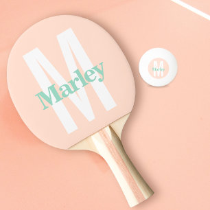 Raquette De Ping Pong Blush Pink Modern Bold Nom du monogramme