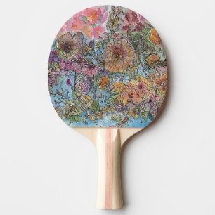Raquette De Ping Pong Boho Chic Flower Garden aquarelle peinture