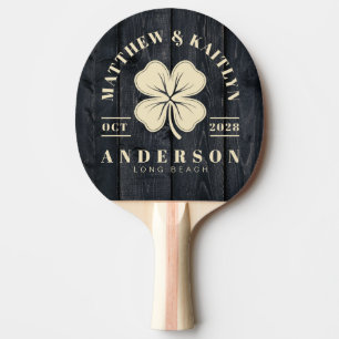 Raquette De Ping Pong Bois Brûlé Foncé Croix Irlandaise Chanceuse Blason
