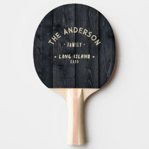 Raquette De Ping Pong Bois Brûlé Foncé Vintage Nom de Famille Bord de Me