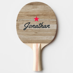 Raquette De Ping Pong Bois cendré clair Signature étoile vintage