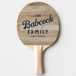 Raquette De Ping Pong Bois Clair Cendré Rétro Nom de Famille & Année