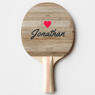 Raquette De Ping Pong Bois Clair de Frêne Signature Cœur Vintage
