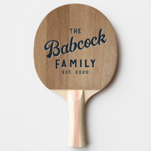 Raquette De Ping Pong Bois de bouleau clair Nom de famille rétro et anné