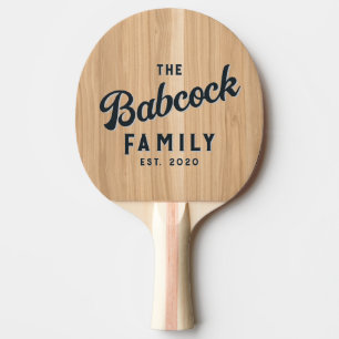 Raquette De Ping Pong Bois de chêne blanc Nom de famille rétro et année
