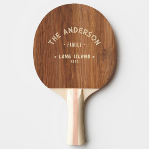 Raquette De Ping Pong Bois de Chêne Rouge Nom de Famille Vintage Bord de