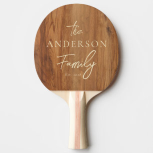 Raquette De Ping Pong Bois de Érable Nom de Famille Écrit à la Main