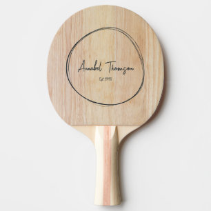 Raquette De Ping Pong Bois de frêne blanc Nom dans le cercle dessiné