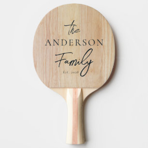 Raquette De Ping Pong Bois de frêne blanc Nom de famille écrit à la main