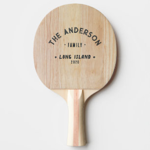 Raquette De Ping Pong Bois de frêne blanc Nom de famille vintage bord de