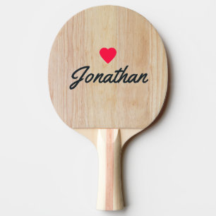 Raquette De Ping Pong Bois de frêne blanc vintage cœur signature
