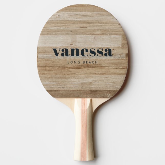Raquette De Ping Pong Bois de frêne clair Minimal Moderne Classique Nom  (Dos)