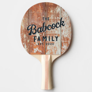 Raquette De Ping Pong Bois de grange usé nom de famille rétro et année