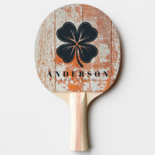 Raquette De Ping Pong Bois de grange usé Trèfle à quatre feuilles avec n