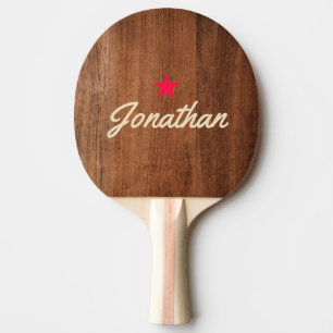 Raquette De Ping Pong Bois de noyer rustique étoile vintage signature