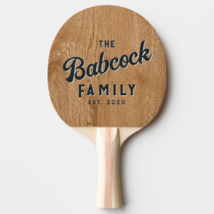 Raquette De Ping Pong Bois de pin de campagne rétro nom de famille et an