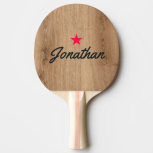 Raquette De Ping Pong Bois de teck clair Étoile vintage Signature