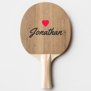 Raquette De Ping Pong Bois de teck clair Signature cœur vintage