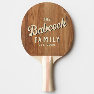 Raquette De Ping Pong Bois d'érable Rétro Nom de famille & Année