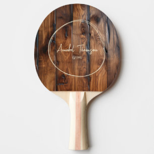 Raquette De Ping Pong Bois foncé teinté brillant Nom dans cercle dessiné