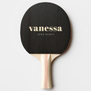 Raquette De Ping Pong Bois Noir Foncé Minimaliste Moderne Nom Classique