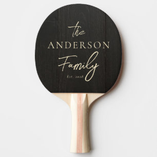 Raquette De Ping Pong Bois Noir Foncé Nom de Famille Écrit à la Main