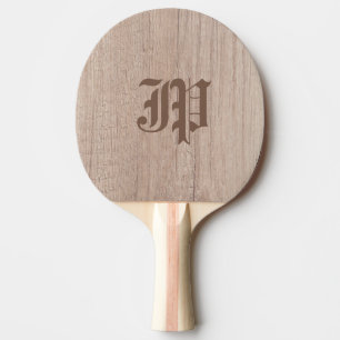 Raquette De Ping Pong Bois Planche Look Vieux Script Monogramme Modèle