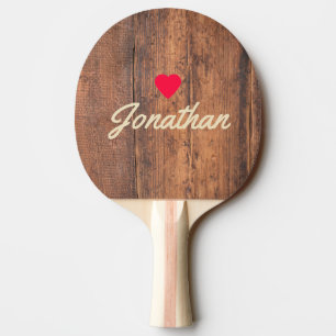 Raquette De Ping Pong Bois Récupéré Cœur Vintage Signature