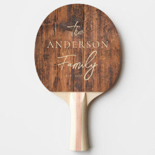 Raquette De Ping Pong Bois Récupéré Nom de Famille Écrit à la Main