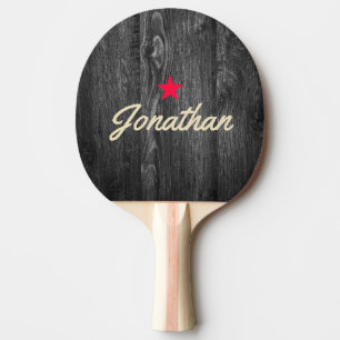 Raquette De Ping Pong Bois Vieilli Foncé Signature Étoile Vintage