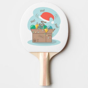 Raquette De Ping Pong Boite artisanale avec décoration de Noël et chapea