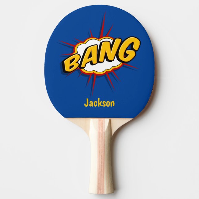 Raquette De Ping Pong Boom Bang Rouge & Noir Personnalisé (Devant)