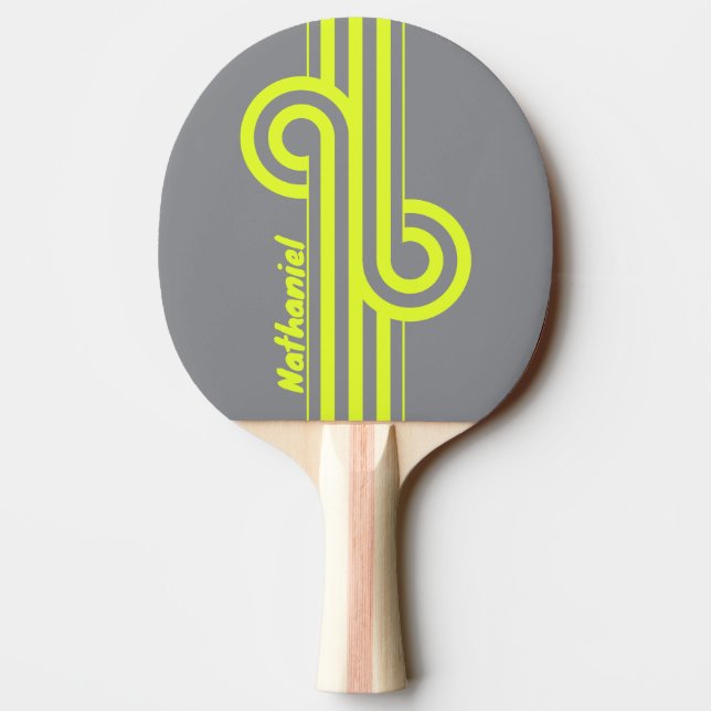 Raquette De Ping Pong Boucle à double rayure Rétro HI VIS avec nom (Dos)