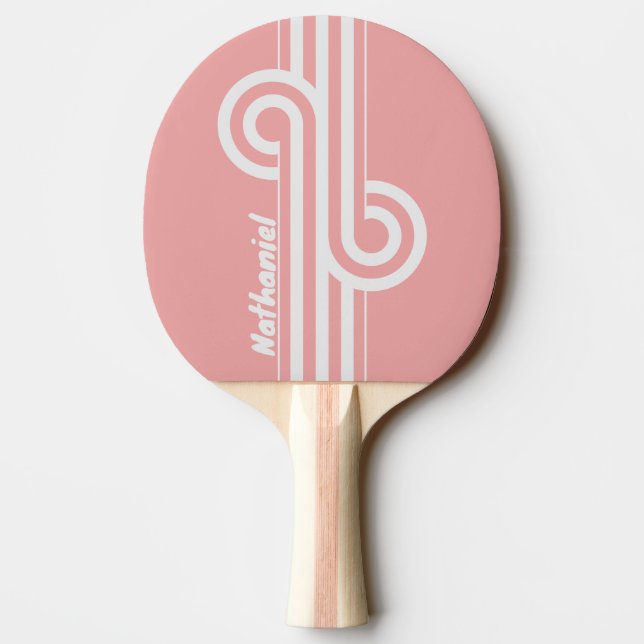 Raquette De Ping Pong Boucle à double rayure Retro Kiss avec nom (Dos)