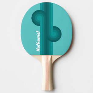 Raquette De Ping Pong Boucle à rayures avec fondu aqua et nom