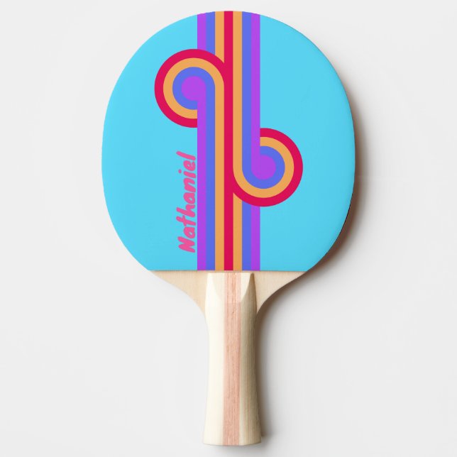Raquette De Ping Pong Boucle à rayures de verre de mer avec nom (Devant)