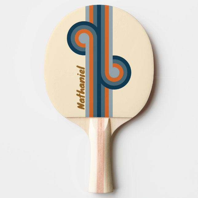 Raquette De Ping Pong Boucle à rayures Indigo Horizon avec nom (Devant)