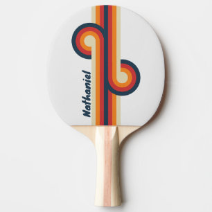 Raquette De Ping Pong Boucle Arc-en-Ciel Délavé Vintage avec Nom