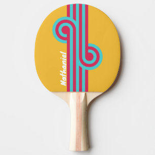 Raquette De Ping Pong Boucle de Brise Tropicale Rétro avec Nom
